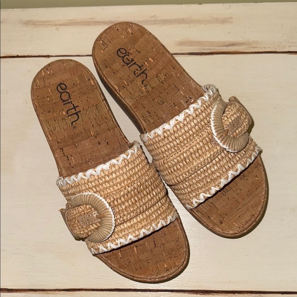 Earth Women's Woven Tan Slide Sandals-Samsy2 - Picture 1 of 4